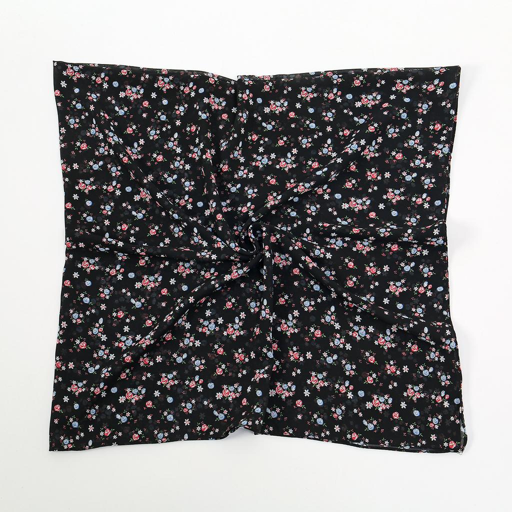 145*145CM Écharpe Carrée Florale Imprimée Chiffon Hijabs Écharpes Pour Femmes Châles Musulmans Foulard Enveloppant Bandeau Bufandas