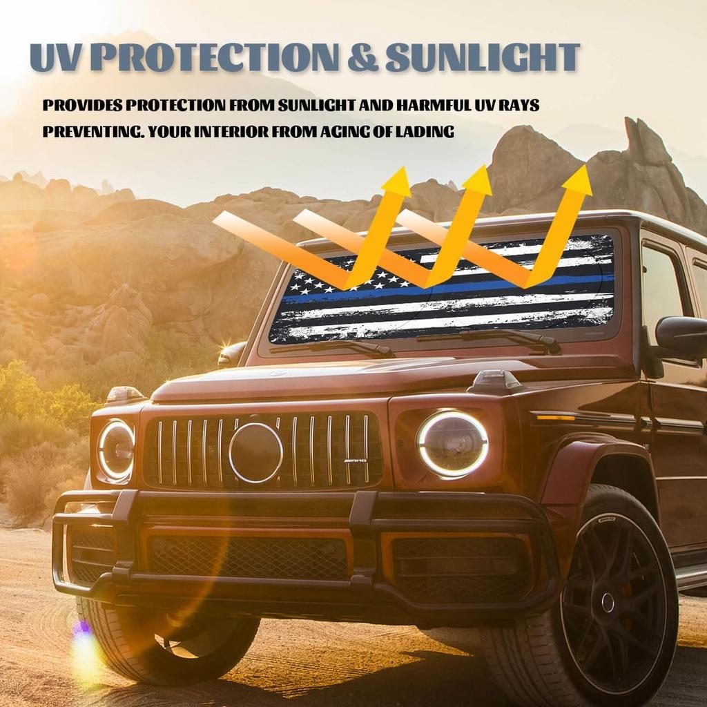 American Flag Windshield Sunshades, UV Protection, Blocks Sunlight, Fits Most Sedans & SUVs, 59" L X 31.5" W