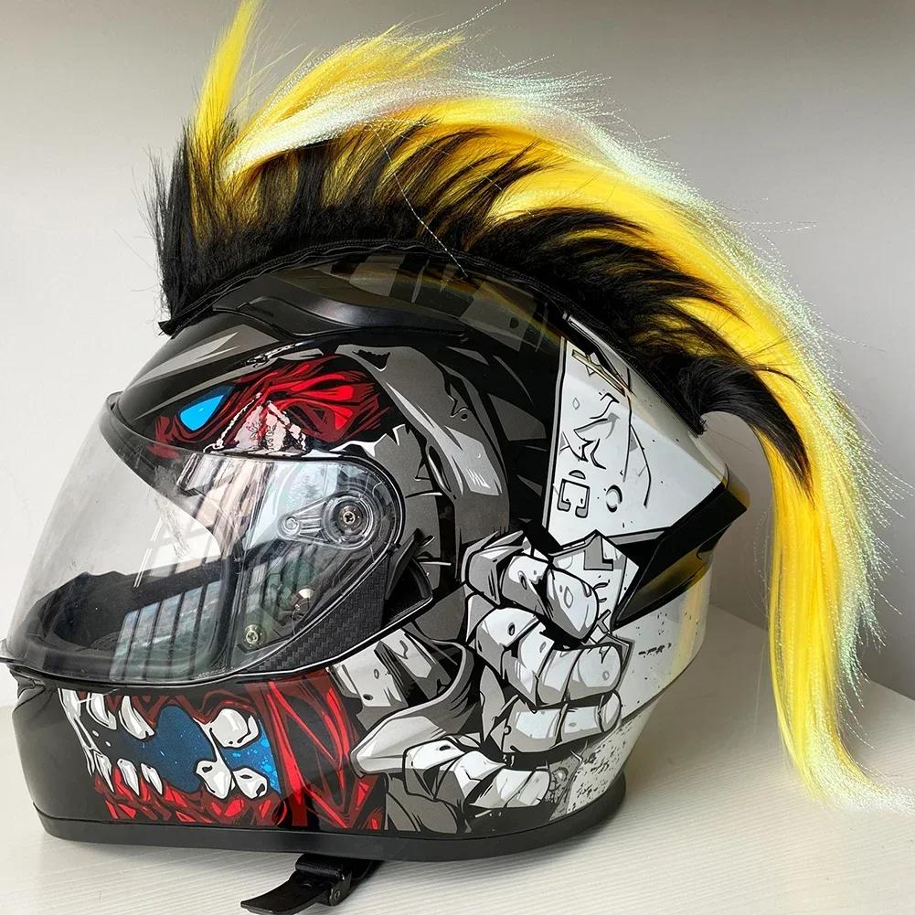 

Creative Personality Motorcycle Electric Helmet Decoration Mohawk Wig Hair Motorbike Helmet Accessories Stickers Cosplay Styling жовтий
