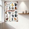 Vintage CAT BREEDS Metal Sign 16 Whimsical Cat Illustrations Retro Rusty Aged Metal Wall Decor for Home Cafe Bar