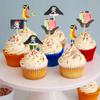 24/48pcs Pirate Cake Toppers Nautical Sailing Skull Cap Cupcake Picks for Kid Birthday Halloween Party Pirate Theme Cake Decor
