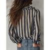 TIFICY Blusas e camisas femininas casuais primavera outono com estampa listrada e manga comprida e decote em V