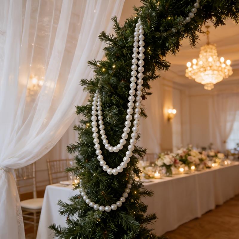 1Set Wedding Backdrop Wall Decor - Faux Large Pearl - DIY Beaded Garland White Ball Pendant & Figurine