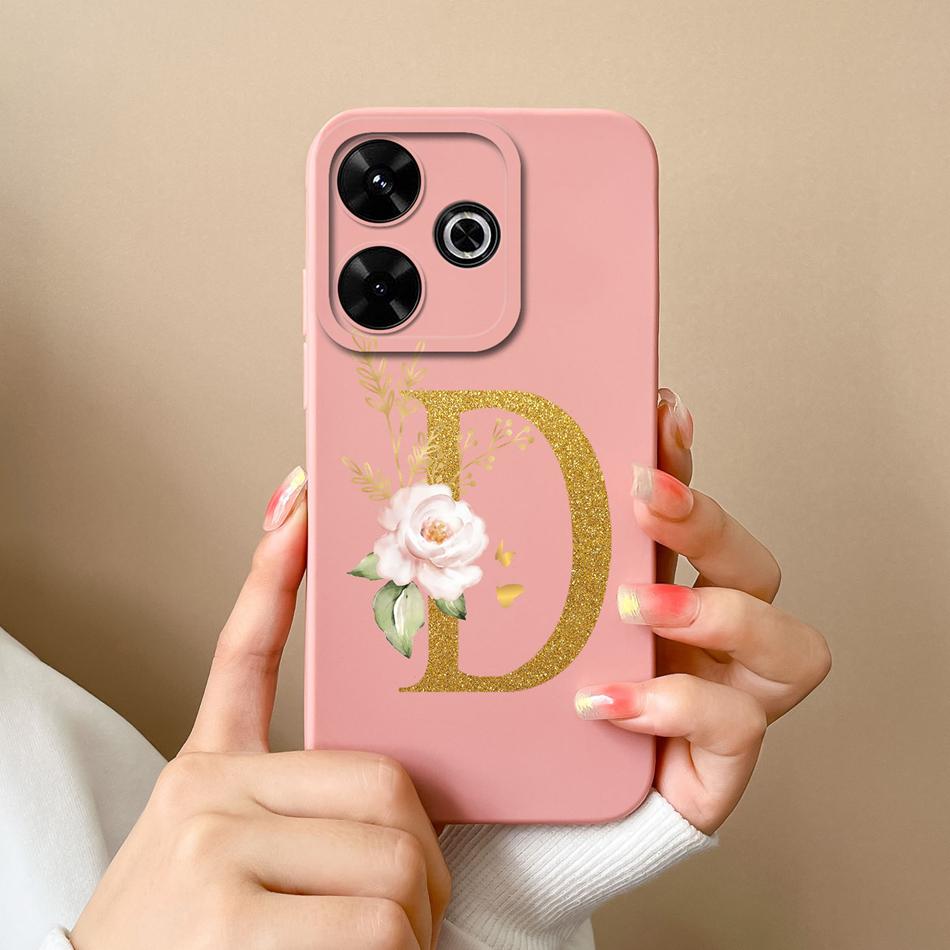 Elegant Case For Redmi 13 4G Personalized Letter Soft Liquid Silicone Protective Phone Cover For Xiaomi Redmi13 Shell Funda Capa