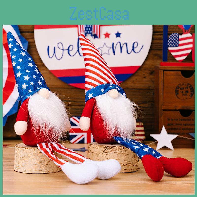 New American Independence Day Striped Star Hanging Gnome Plush Figurine Gift