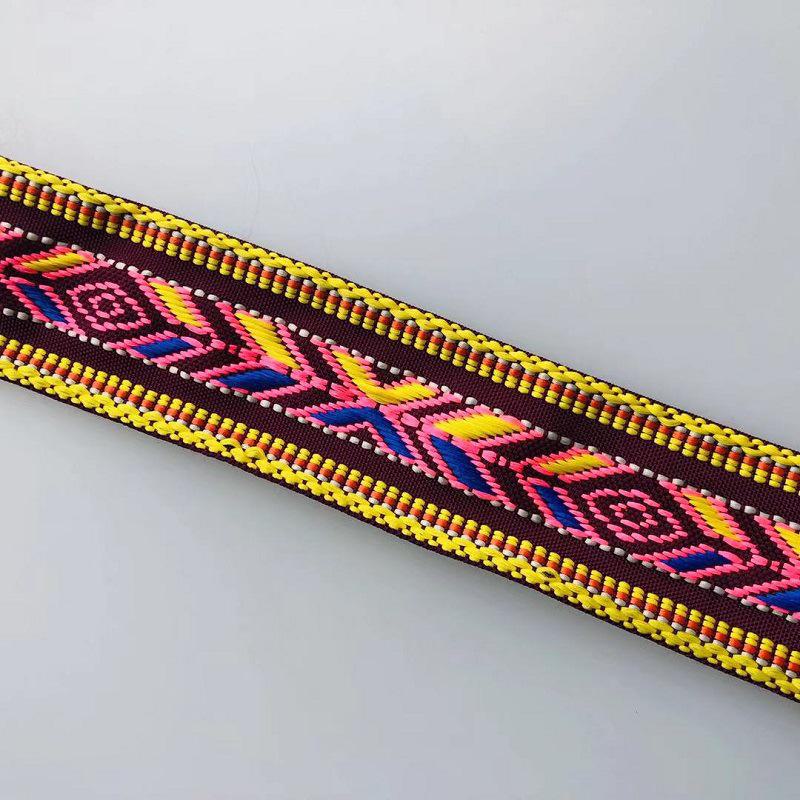 Cinta de encaje jacquard con diseño geométrico cuadriculado, de 3,7 a 5 cm de ancho, para ropa, zapatos y bolsos. (A-1532)