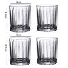10oz 4pcs Set Coffee Cups Striped Glass Cup Juice Tea Mug Household Whiskey Cocktail Drinking Glasses Drinkware Wedding Gifts