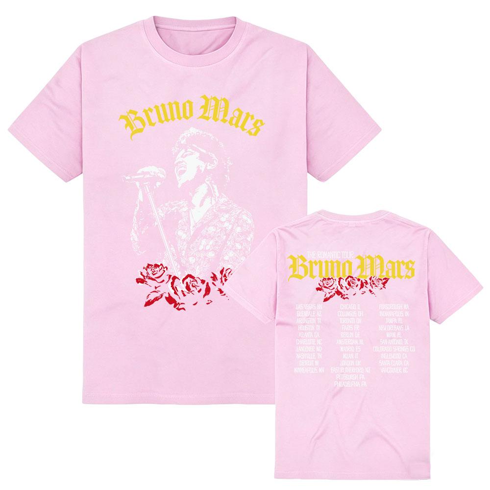 BRUNO MARS The Romantic Tour Tees Short Sleeve Cotton Tees Summer Female Tshirts Unisex Streetwear Casual Graphic Print T Shirt