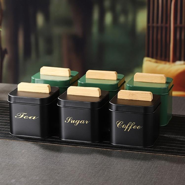 Bamboos Lid Canister For Coffee Bean Loose Teas and Candy Food Storage Container Jar Kitchen Organization Tool