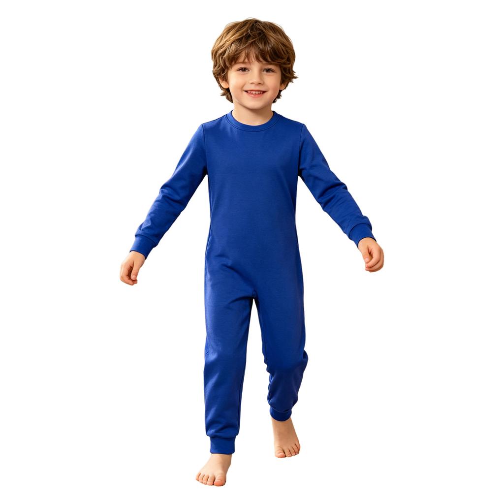 3Pcs Unisex Kids Cotton Jumpsuit Round Neck Long Sleeve Back Invisible Zipper Special Needs Adaptive Clothing for Boys Girls
