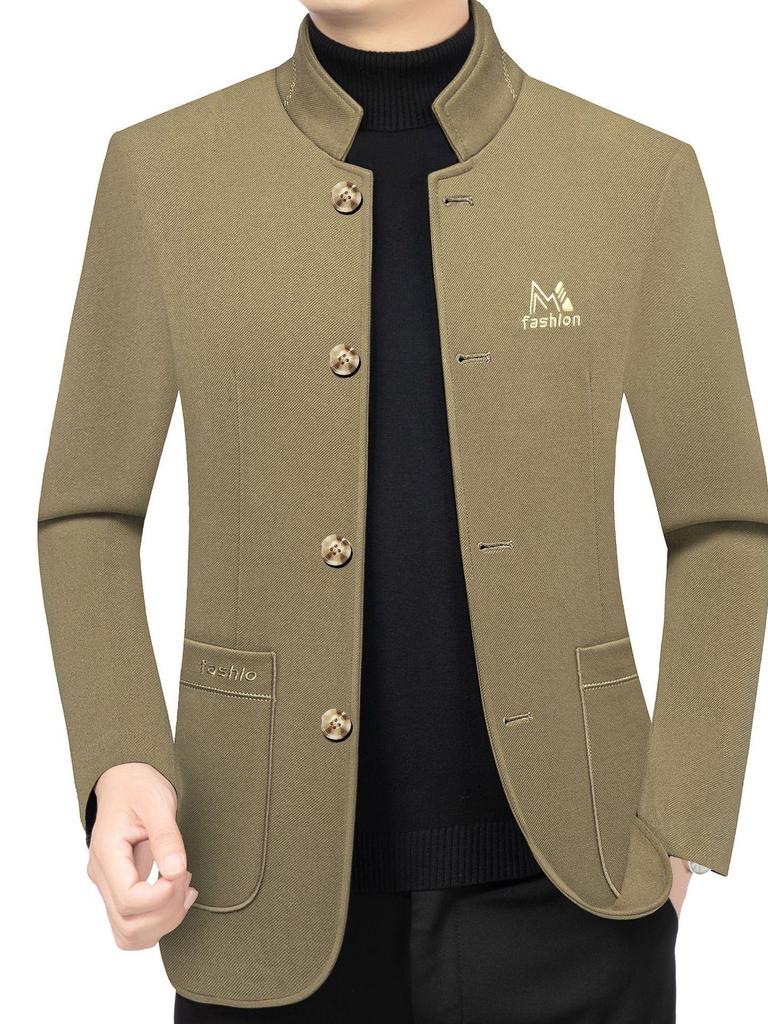 2025 Spring Men's Trendy Stand-up Collar Business Jacket - Versatile Casual Outerwear for All Ages
