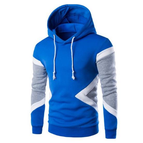 Fashion Unisex Color Block Long Sleeve Drawstring Hooded Sweatshirt Warm Hoodie
