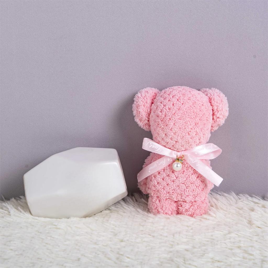 1pcs Coral Velvet Bear Shape Towel Set with Gift Bag Face Towel Baby Shower Home Party Wedding Birthday Gifts for Mother Friend