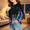 Children's Christmas Print Long Sleeve Neck Shirt with Pocket for Boys and Girls
