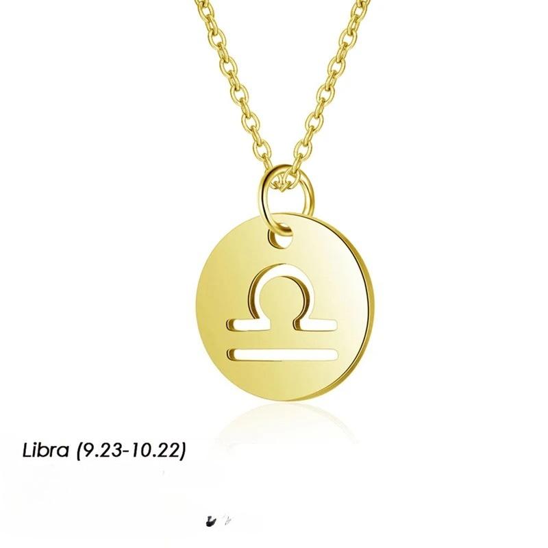 12 Constellation Necklaces for Women Girl Zodiac Sign Gold Color Pendant Necklace Aries Leo 12 Constellations Jewelry
