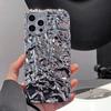 Posrebrzany Metaliczny Kolor Srebrny Folia Cyna Plisowany Etui Dla iPhone 14 13 12 11 15 16 17 Pro Max Air Mini XS XR Plus Silikonowe Etui na Telefon