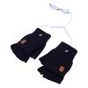 USB Heated Gloves Fingerless for Men Women Acrylic Fiber Electric Hand Warming Gloves for Winter Skiing Gaming Navy Blue