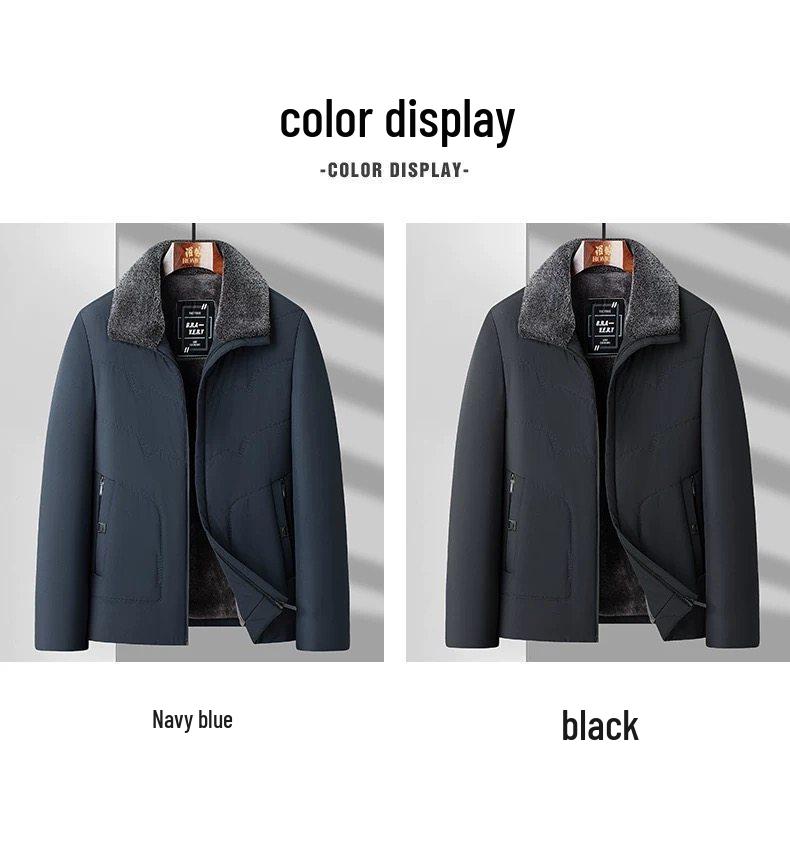 Woodpecker Men's Fleece-Lined Winter Jacket: Thick, Cotton-Padded, Cold-Proof Coat for Middle-Aged and Elderly.