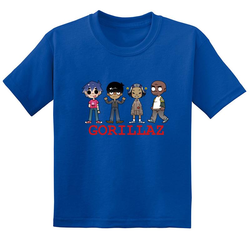 Hot-selling Gorillaz Rock Band Printed Summer Fashionable Pure   Short-sleeved T-shirt for Boys and Girls
