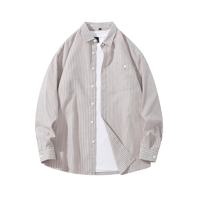 Casual Versatile Long Sleeved Shirt Men's Spring and Autumn Striped Shirt
