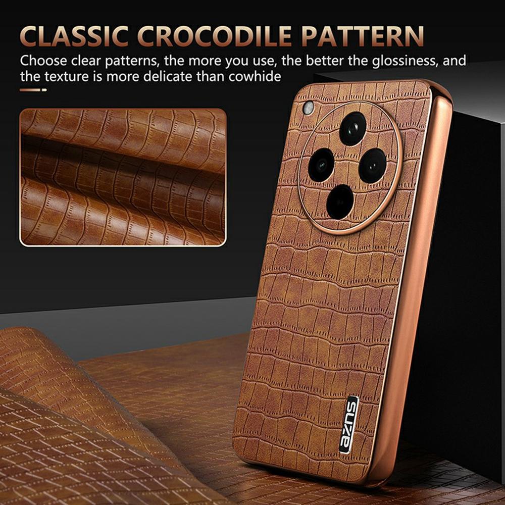 AZNS For Oppo Find X8s+ 5G Case Electroplating Crocodile Texture PU + TPU Phone Cover