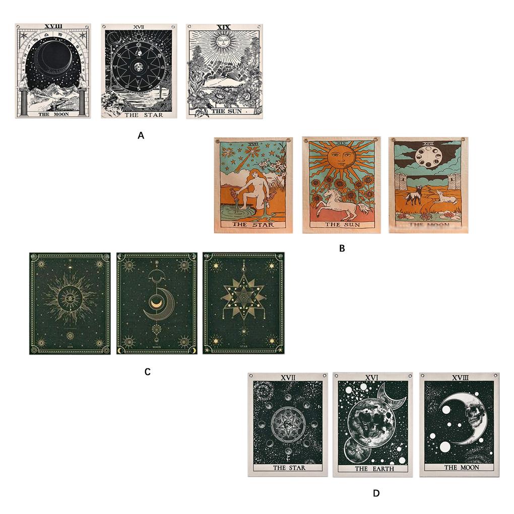 3pcs/set Tarot Flag Tapestry For Elegant And Stylish Wall Decor Sun Tarot Card Tapestry Decoration