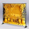 A Vibrant Background of Bees and Honeycomb Photography, Perfect for Party Decoration and Photo Booths, Bee Decoration