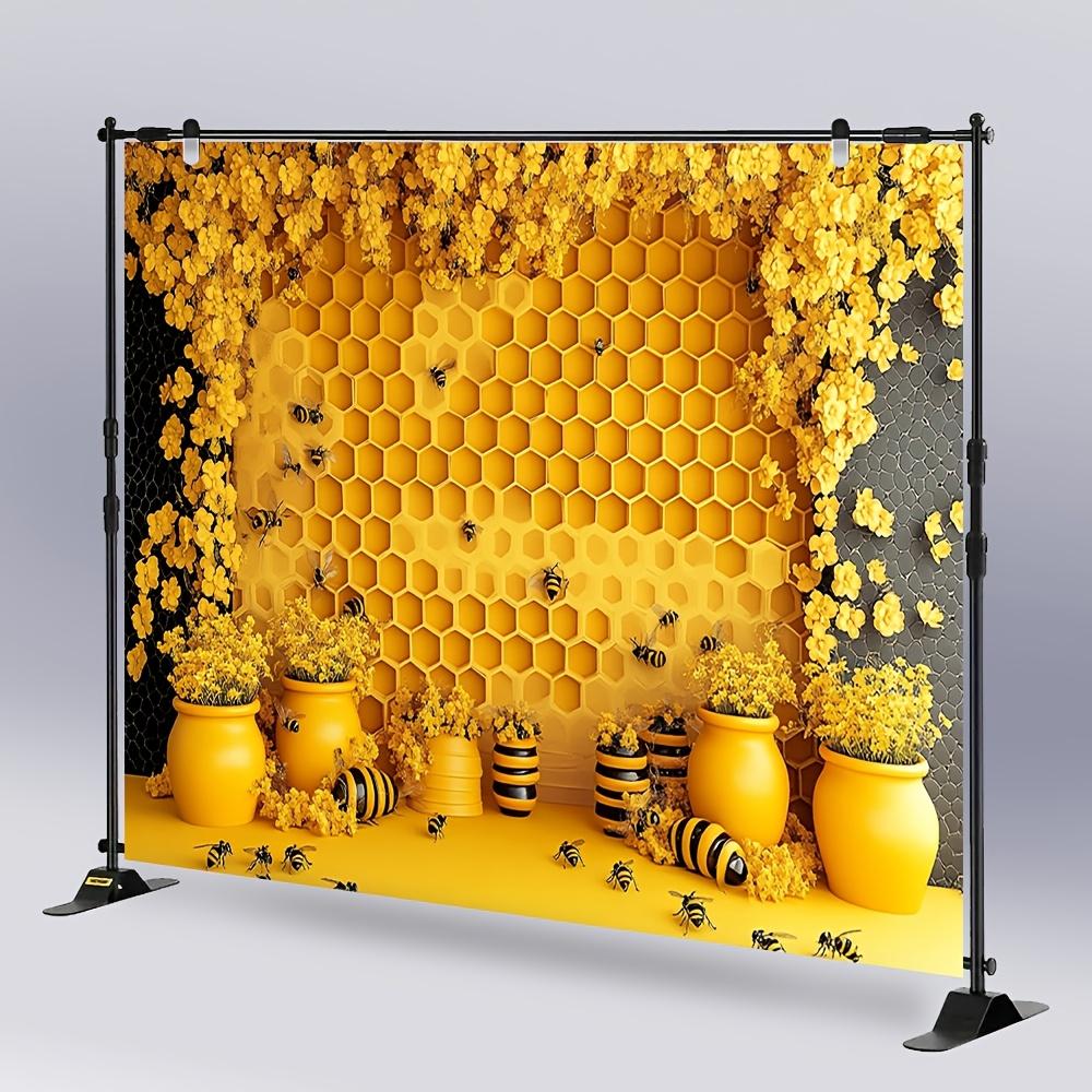 A Vibrant Background of Bees and Honeycomb Photography, Perfect for Party Decoration and Photo Booths, Bee Decoration