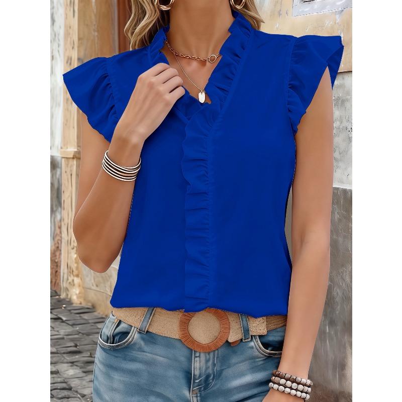 DICFY Women's Fashion Casual Summer Spring V-Neck Sleeveless Blouses & Shirts
