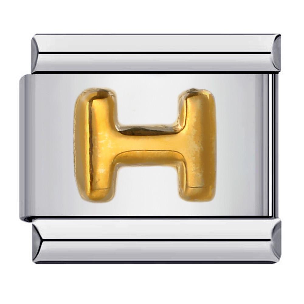 

Gold-Plated Titanium Italian Charm Bracelet with English Letters