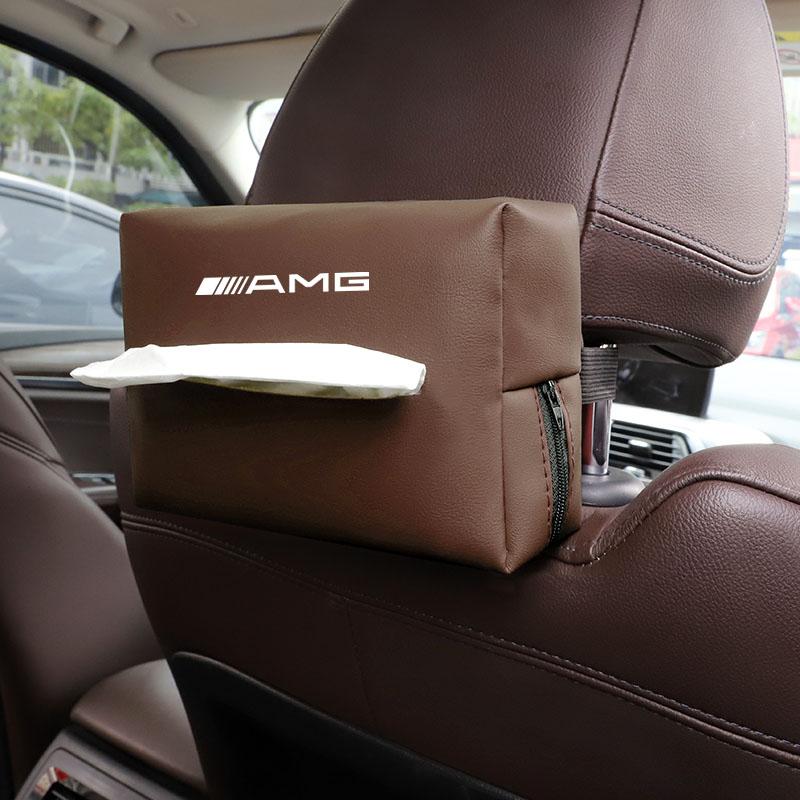 Car Tissue Box Sun Visor Seat Back Paper Towel Storage Bag Keychain For Mercedes Benz AMG W206 W204 W205 W212 W213 W221 W222 W22 AX1