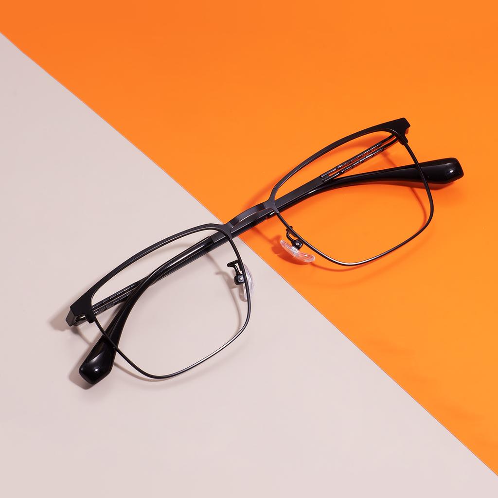 Metal Classic Rectangle Full Rim Stable Durable Spectacle Men's Business Browline Glasses Frame For Prescription Optical Lenses