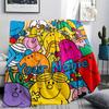 1PC Mr Men Adventure Custom Name Patterned Flannel Blanket Suitable For All Seasons For Home Decor Warmth And Comfort Gifts Holiday Present
