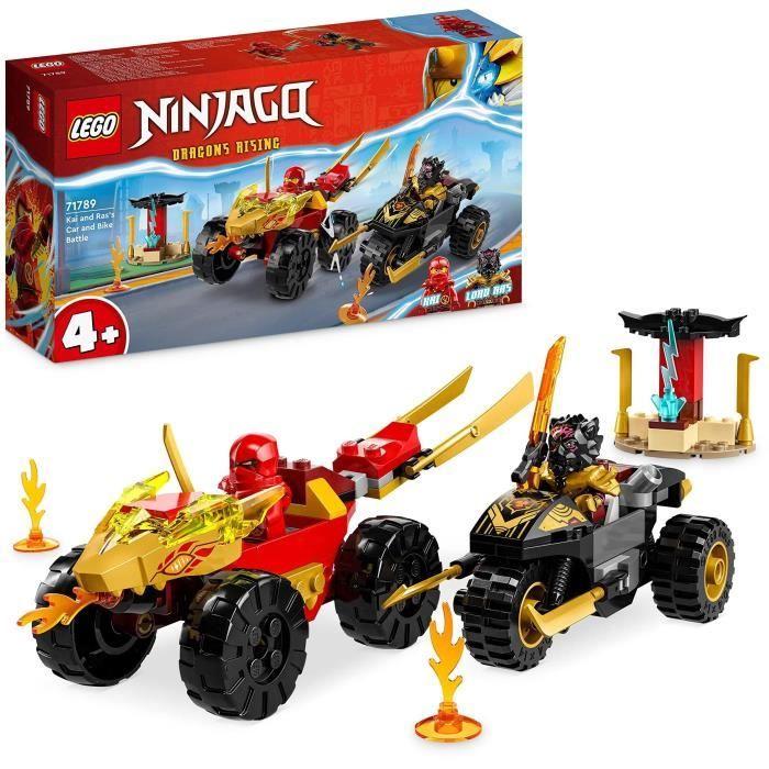 LEGO® NINJAGO 71789 Le Combat en Voiture et en Moto de Kai et Ras, Jouet Enfants Dès 4 Ans