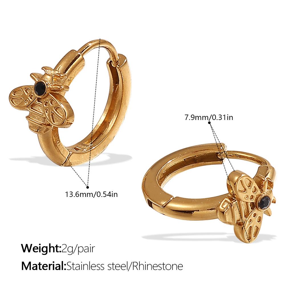 18k Gold Plated Rhinestone Butterfly Hoop Earrings - Women's Exquisite European & American Style