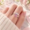 Rhinestone Embellished Angel Footprint Wing Ring Open Adjustable Ring  Birthday Anniversary Gift