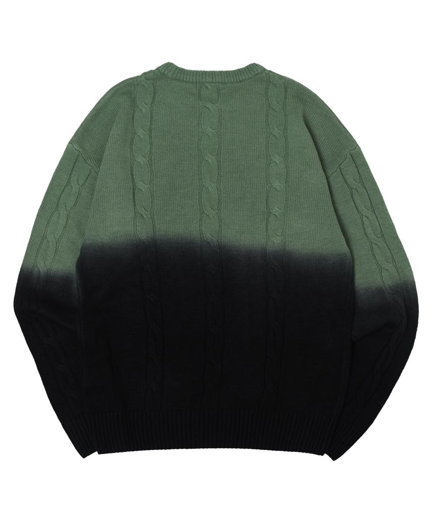 EMOTION PLANET Over-Dyed Cable Knit Sweater (Khaki)