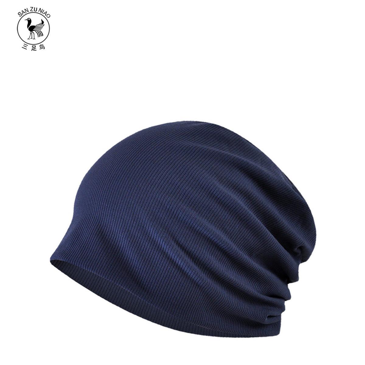 

Осенние и зимние шапки мужские и женские однотонные полосатые теплосберегающие шапки-свитера capped/elastic темно-синий