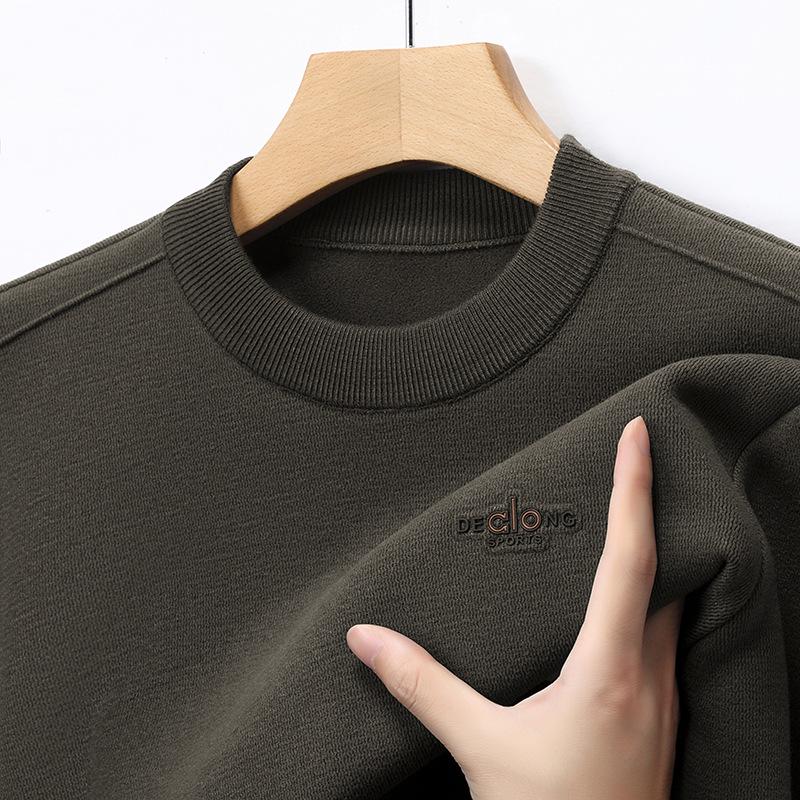 

Men s Thickened Velvet Knit Sweater - Winter Long Sleeve, Casual Versatile Round Neck for Middle-Aged 3XL армія зелений колір