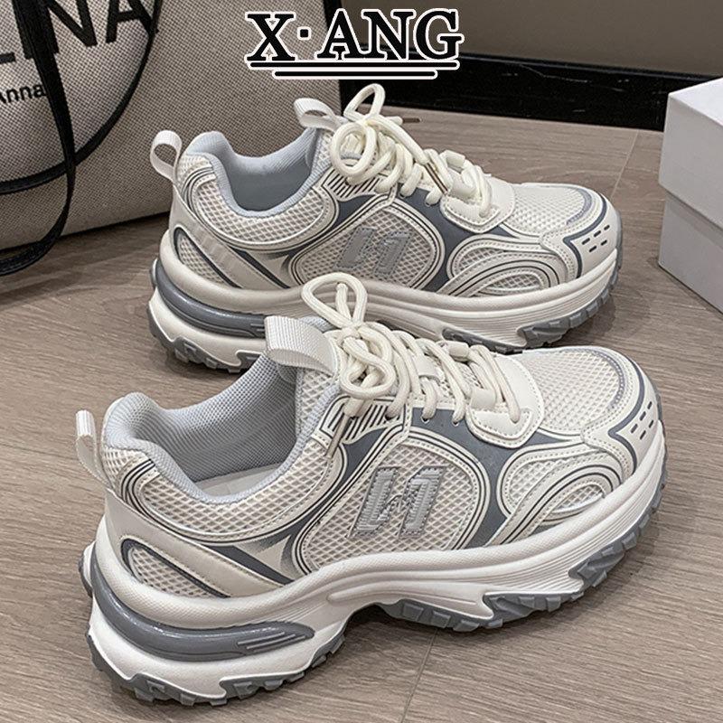 

Leather sneakers women s autumn new thick-soled heightening women s shoes lightweight casual shoes dad shoes 40
