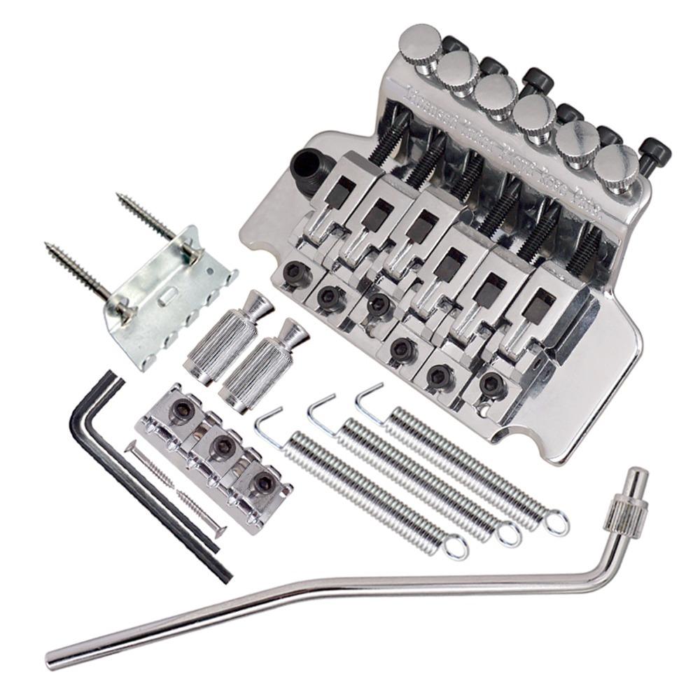 6 String Double Roll Tailpiece Metal Silver/Black Electric Guitar Bridge System With Arm Tremolo Bridge Replacement серебряный