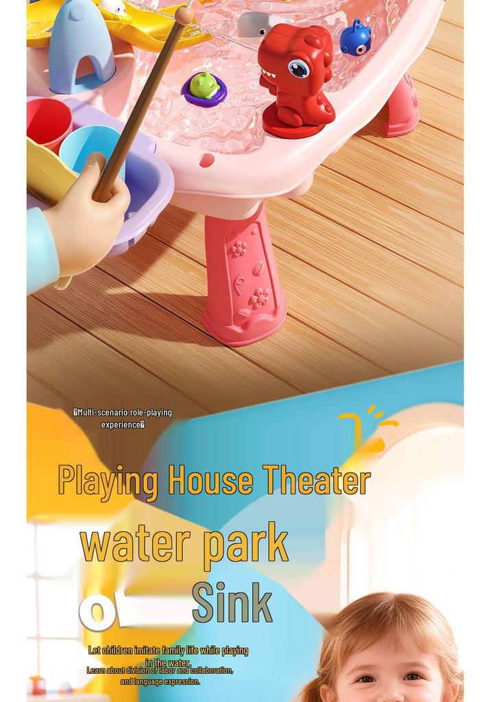 Children's Day Electric Water Play Table: Role-Playing Dishwashing, Fishing, Slide, and Sprinkler Toys