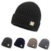 Men's Winter Thicken Warm Fleece Lined Knitted Woolen Hat Fashion All Match Korean Style Solid Color Beanie