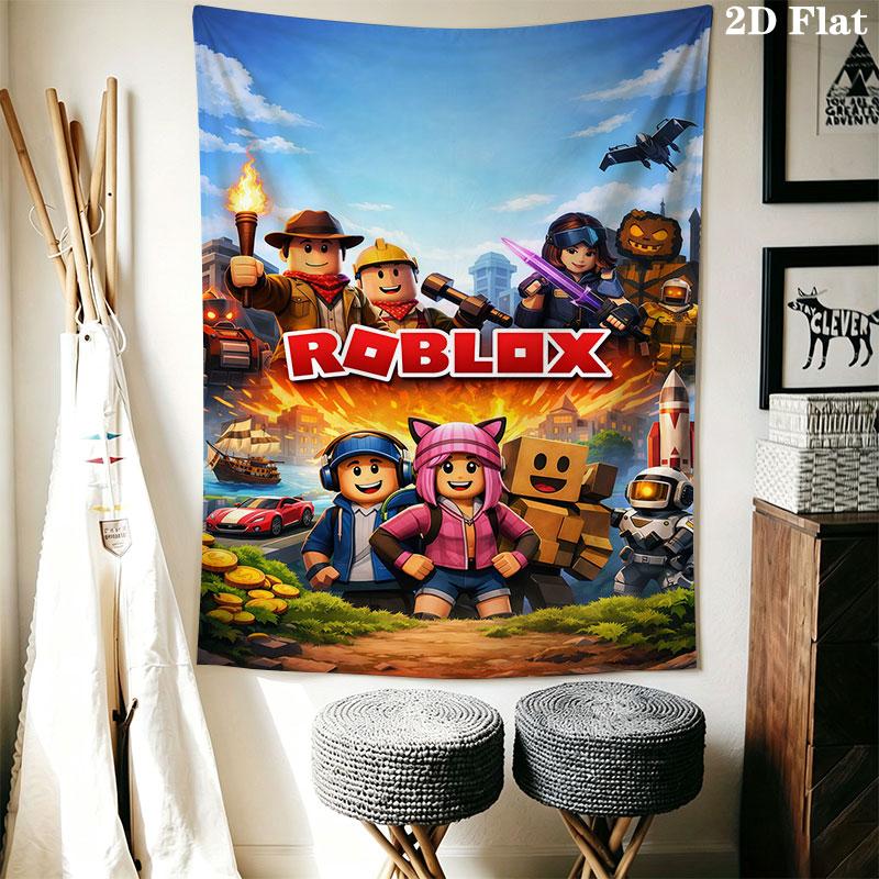 Roblox Poster Wall Hanging Printed Fabric Blanket Decorative Tapestries for Bedroom Living Room Home Decor