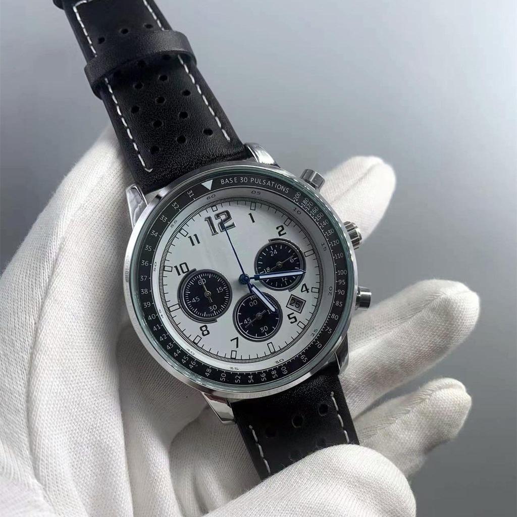 Sportovní Xitiejia Multifunkční chronograf s datem a koženým řemínkem