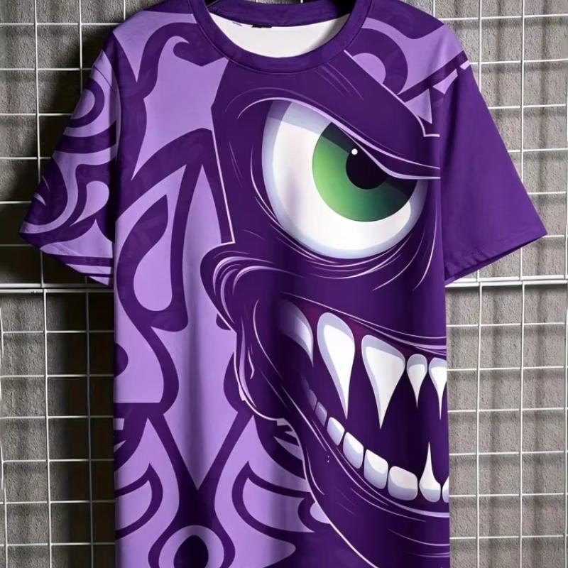 Evil Monster Pattern Print Versatile T-Shirt Fashionable Comfortable Breathable Soft Casual Sports Short Sleeve T-shirt