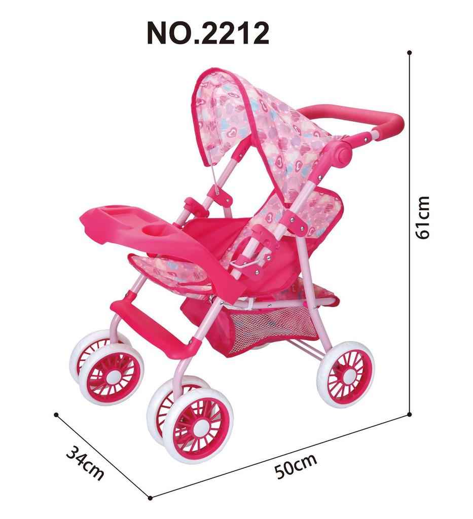 Children's Large Simulation Stroller Toy with Tray - Push Doll Stroller for Girls