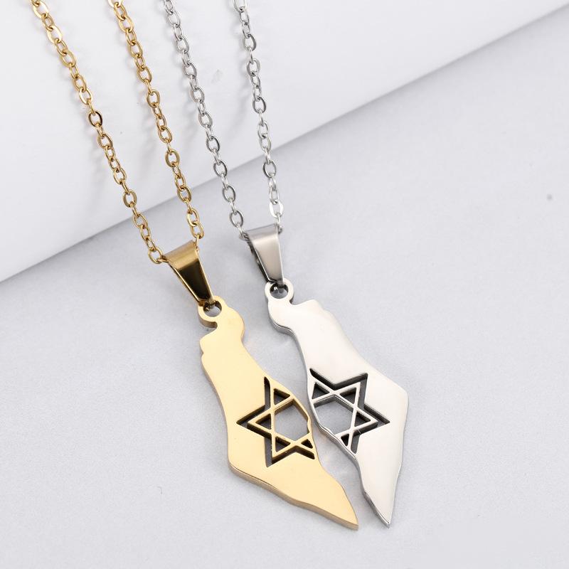 New Israel and Palestine Map Pendant Necklace Fashionable Pendant Jewelry for Women