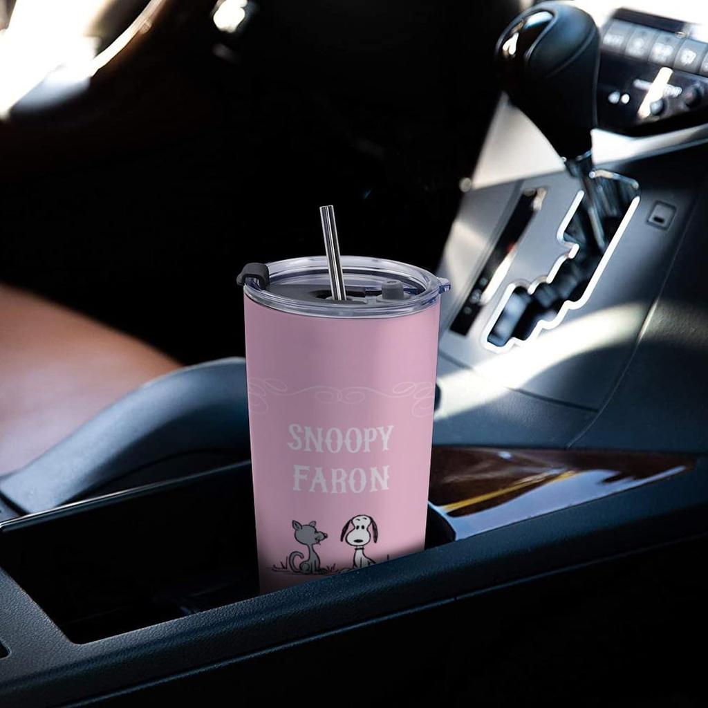 Snoopy Tumbler, Mug, Coffee Cup, Convenience Store Cup, Insulated, Insulated, Water Bottle, Direct Drinking, Stainless Steel, with Lid, Portable,
