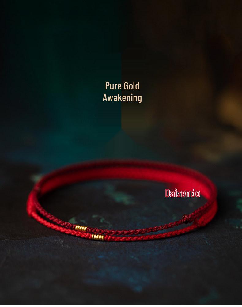 Gold 999 Five Blessings Peace Buckle Bracelet with Good Luck Bead & Zodiac Charm On Red String - Perfect Gift for Girlfriend